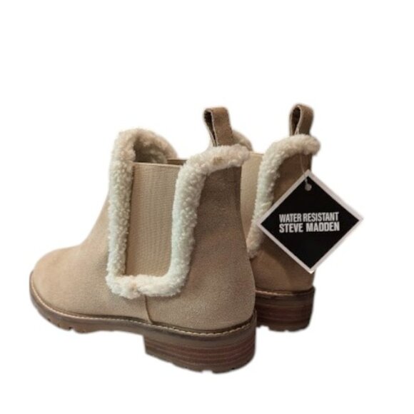 Steve Madden Leopold Tan Suede Faux Shearling Chelsea Booties Size 9 NWT-NWOB - Picture 5 of 8